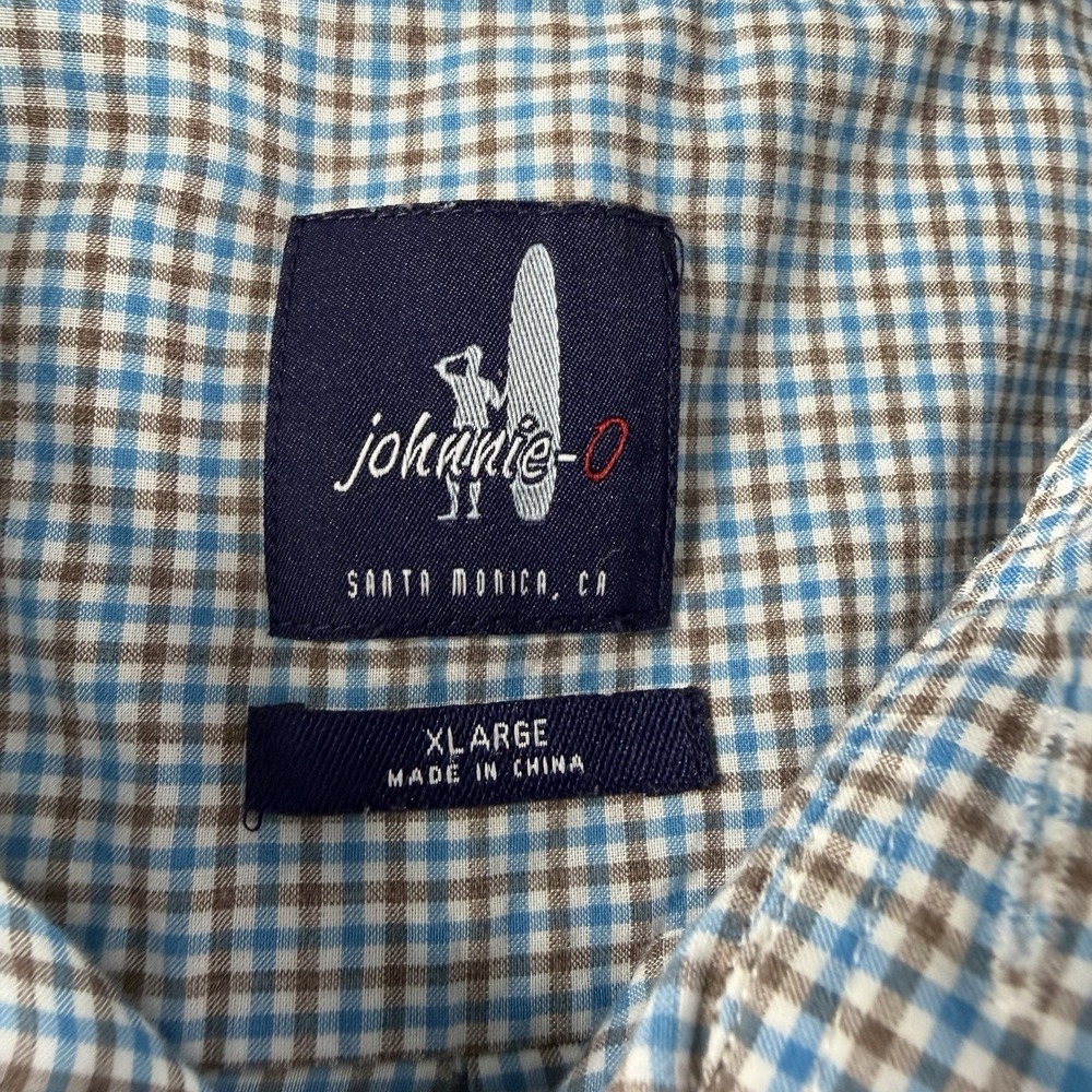 Johnnie-O Shirt Gingham Check Casual Button Down Long Sleeve Mens XL Blue - Picture 4 of 9